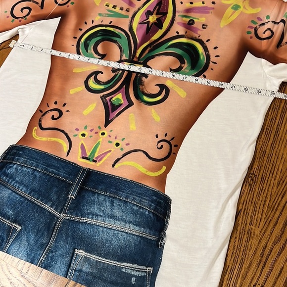 MARDI Gras Man Creative Apparel Full Painted Body Graphic T-Shirt. - Picture 15 of 15